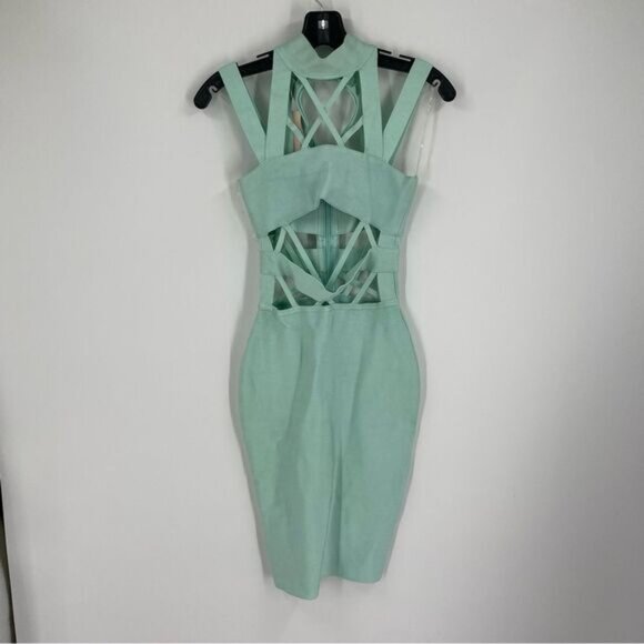 House of CB Green Sleeveless Bodycon Cur Out Dress size S - Picture 1 of 4